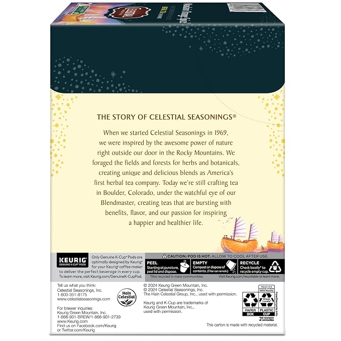 Celestial Seasonings Mandarin Orange Spice Herbal Tea, Single-Serve Keurig K-Cup Pods, 96 Count