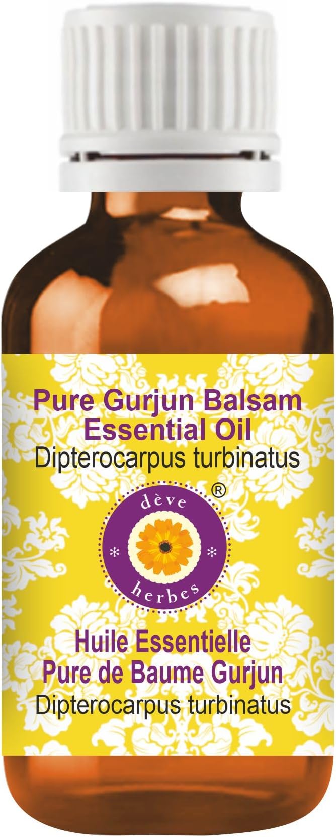 Deve Herbes Pure Gurjun Balsam Essential Oil (Dipterocarpus turbinatus) Steam Distilled 30ml (1 oz)