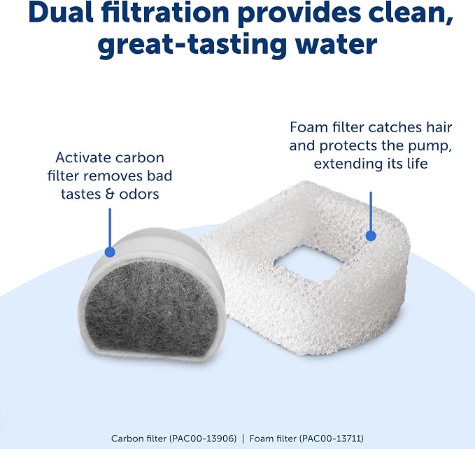 PetSafe Oasys Pet Fountain, 2 Gallon (256 oz), Cats, Dogs & Multi-Pet Homes | Adjustable Water Flow, Whisker-Friendly Tray, Dishwasher-Safe, Replaceable Carbon & Foam Filters Included