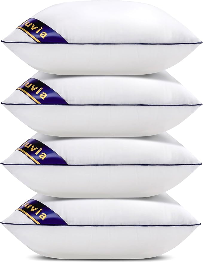 Siluvia 18x18 Down Alternative Pillow Insert 4 Pack, 100% Cotton Cover | 100% Premium Polyester Fill, Fluffy & Soft with Comfy Support - White Decorative Cushion Inserts for Couch, Sofa & Bed