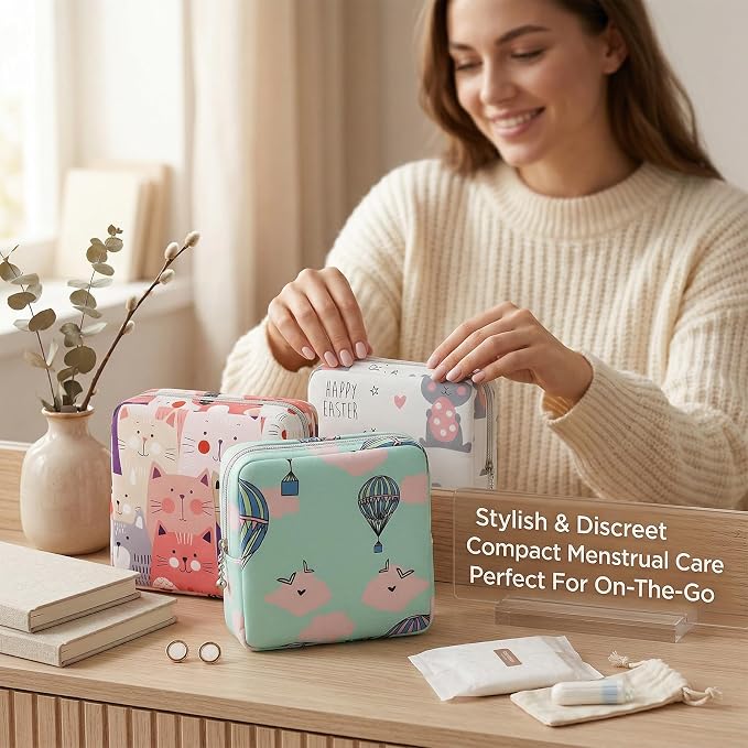 3Pcs Sanitary Pad Pouch, Sanitary Napkin Bag Pads for Women Pads Bags | Storage Bag Period Pouch Tampon Organizer Pouch Tampon Pad Holder for Purse, Pad Bags Feminine Care First Periods