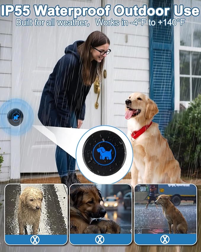 Dog Door Bell 2026 Enhanced Touch, Wireless Doggie Doorbell for Potty Training to Go Outside, IP65 Waterproof, 1000ft Range, 55 Melodies, 5 Modes & Adjustable Volume (2 Buttons)