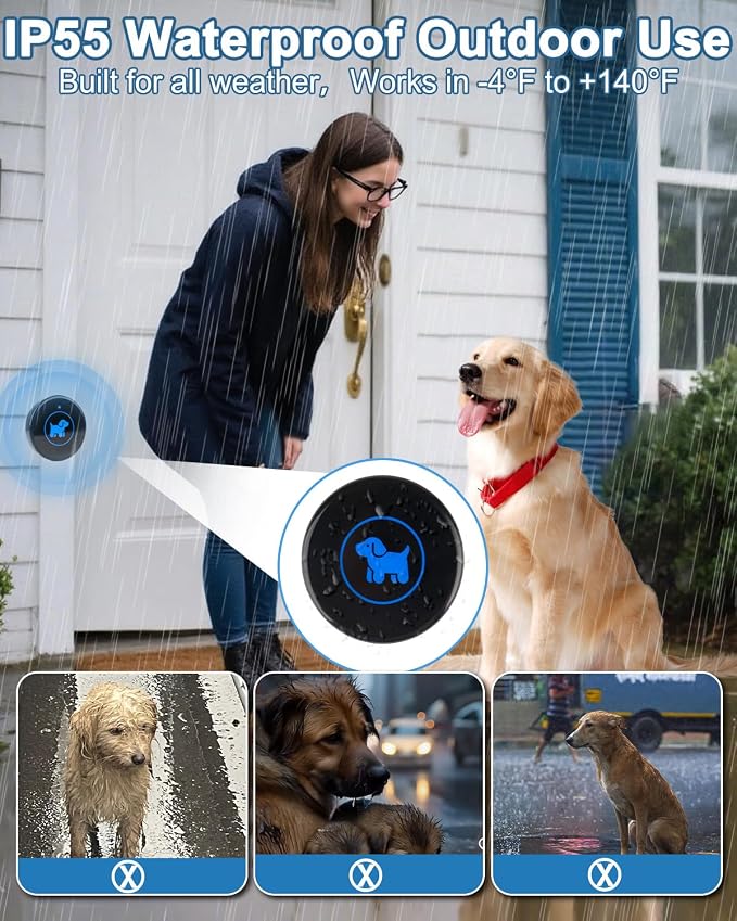 Dog Door Bell 2026 Enhanced Touch, Wireless Doggie Doorbell for Potty Training to Go Outside, IP65 Waterproof, 1000ft Range, 55 Melodies, 5 Modes & Adjustable Volume (4 Buttons)