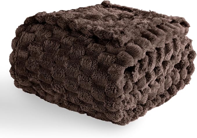 Excervent Big 3D Clouds Stylish Blanket for Kids, 40x50 Inches, Brown | Decorative Fuzzy Flannel Fleece Throw Blanket for Sofa, Super Soft Cozy Gifts for Kids & Pets, Suitable for All Seasons