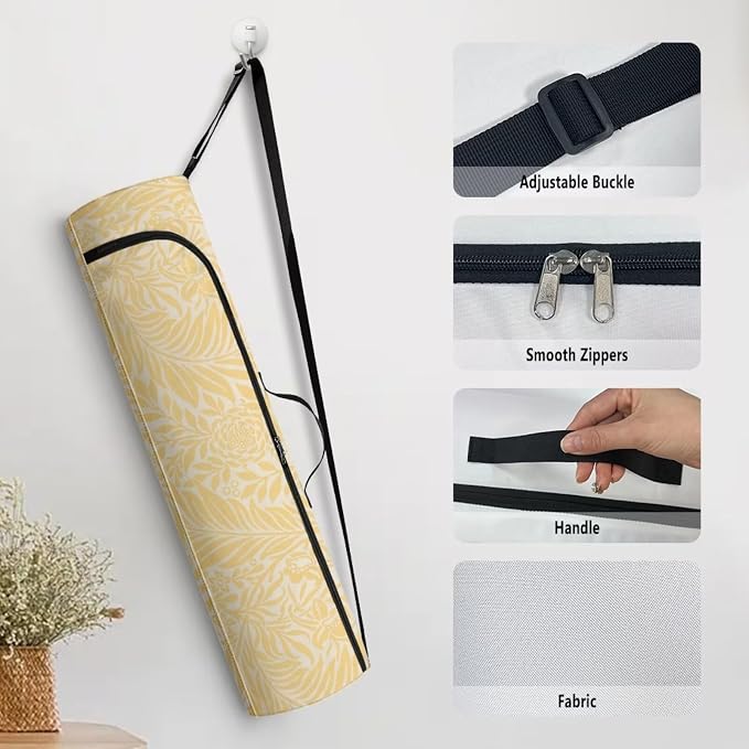 Yoga Mat Bag with Adjustable Shoulder Strap and Handle Zipper, 30in Wide x 6.3in Diameter for Yoga Mat Storage