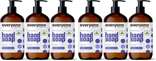 Everyone Liquid Hand Soap,12.75 Ounce,Lavender and Coconut,Plant-Based Cleanser with Pure Essential Oils,(Pack of 6)
