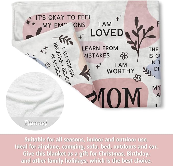 BaubleDazz New Mom Gifts Blanket, Mom Daily Affirmations(80" x 60") | Postpartum Pregnancy Gifts for First Time Moms, Mommy to Be, Mama, New Mom Essentials, Birthday Gifts for Mom