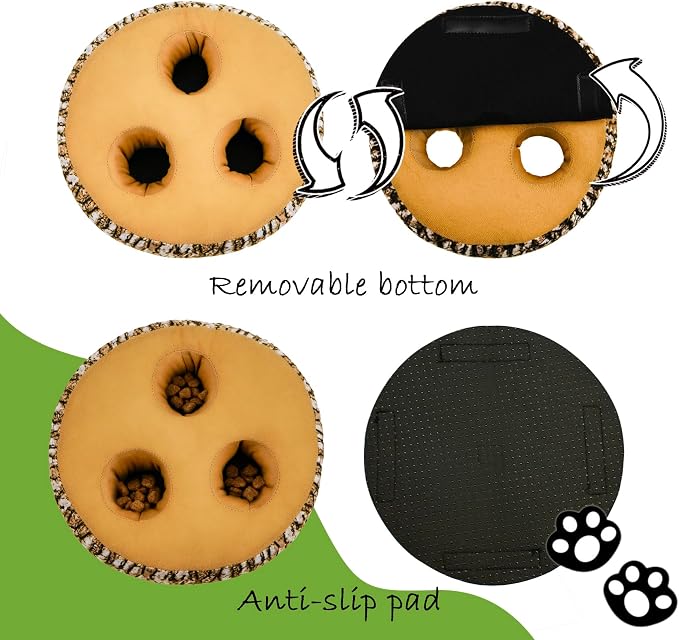 Hide and Seek Dog Toys, Multi-Purpose Interactive Squeaky Toys with Detachable Non-Slip Base, Treat Dispensing & Flying Disc Fetch, Enrichment Toys for Small Medium Large Dogs
