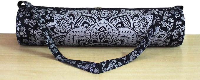 ICC Black Gold Mandala Full-Zip Exercise Yoga Mat Carry Bag Gym Beach Pilates Carrier Bags Hippie Mandala Indian Cotton Bag