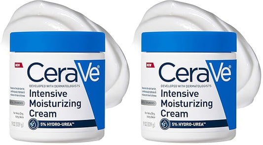 CeraVe Intensive Moisturizing Cream,Body Moisturizer With Shea Butter,72H Hydration + Skin Barrier Repair,Fragrance-Free Body Lotion For Extremely Dry Skin,19oz,(Pack of 2)