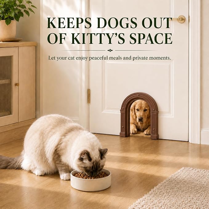 Cat Door for Interior Doors Large Cat Door for Cats Up to 25 lbs No-Flap