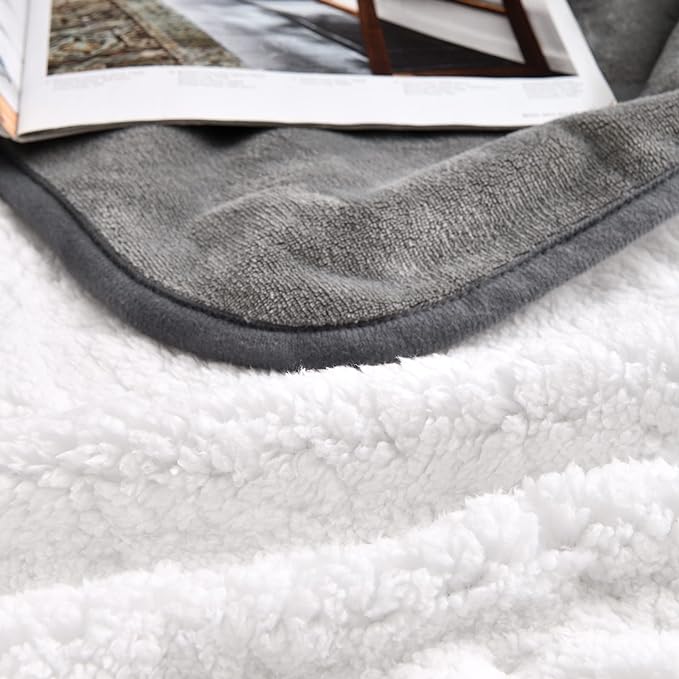 Soft Waterproof Blanket for Bed Couch Sofa, Grey, 60x80 inches | Liquid Pee Proof Pet Blanket for Dog Puppy Cat, Reversible Sherpa Fleece Blanket for Couch Cover, Furniture Protector