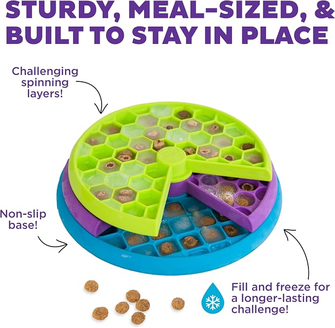 Outward Hound Nina Ottosson Lickin’ Layers 3-in-1 Dog Toy Treat Puzzle, 10" | Level 2 Intermediate, Interactive Slow Feeder, Lick Mat, Puzzle, Holds 2 Cups Food, Non-Slip Base, Enrichment, Dogs & Puppies