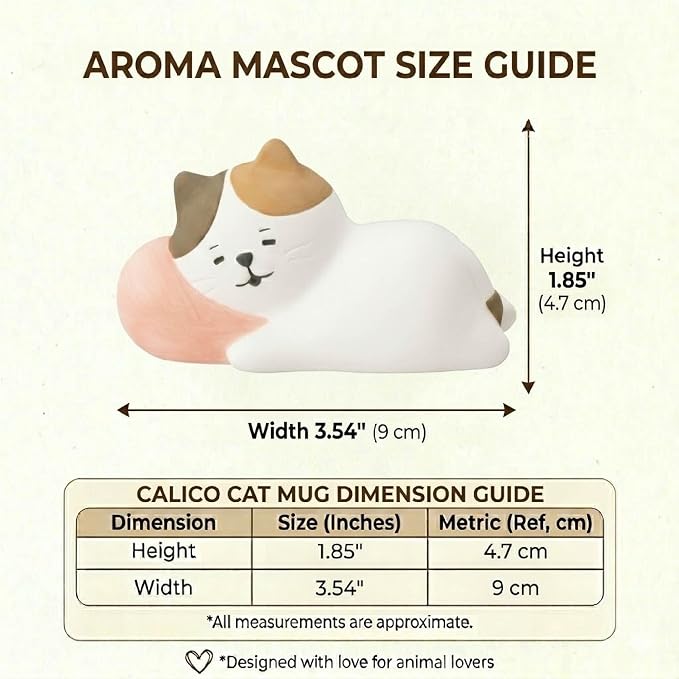 Passive Stone Diffuser, Cute Animal Series Aromatherapy Oil Diffuser for Tabletop Decor (1, Napping Cat)