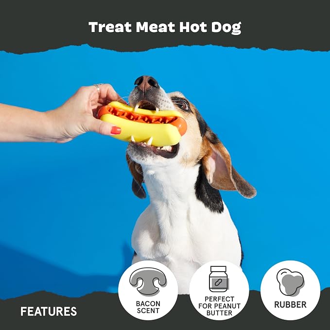 BarkBox Treat Meat Hot Dog Dog Toy - Toy for Medium Dogs