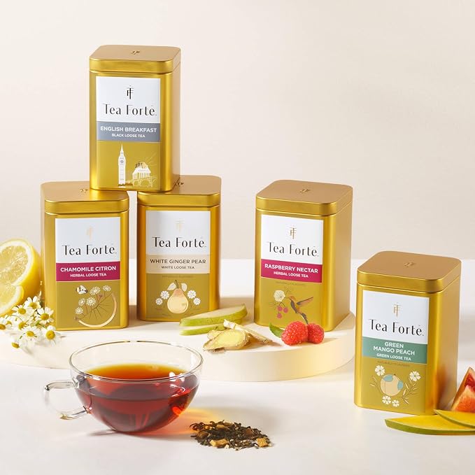Tea Forte Chamomile Citron Premium Loose Leaf Caffeine-Free Herbal Tea Blend Canister, Makes 35-50 Cups
