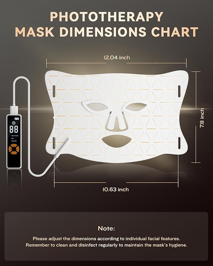FOLOKE LED Light Therapy Mask Skin Care Mask, LED Red Light Therapy 630nm & 830nm Wavelength for Home Use, Body Beauty Machine for Care at Home (White)