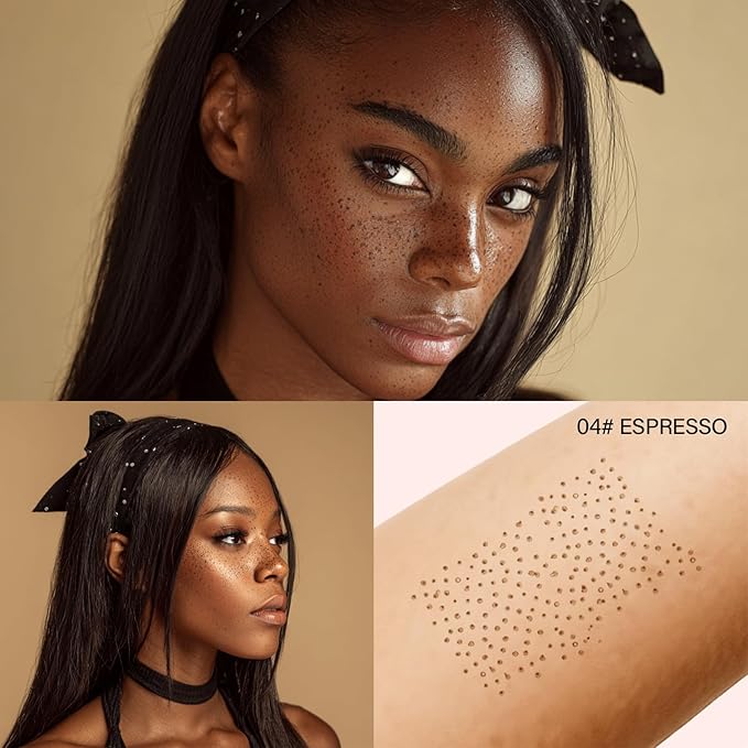 Freckle Stamp Pen, Natural Fake Freckle Makeup Pen，Waterproof Quick Dry Long Lasting Soft Faux Freckles, Lifelike Magic Stamp Marker for Sunkissed Makeup (Espresso)