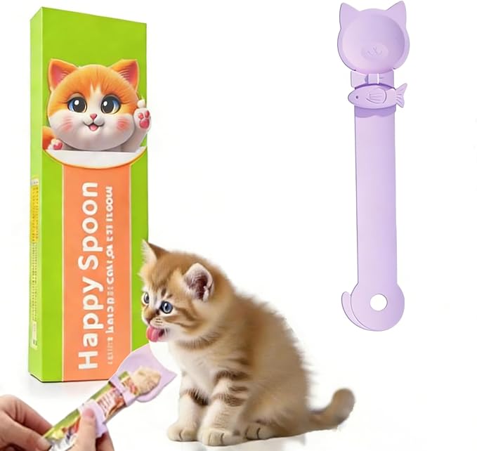 LICKJIMO-1PC Cat Treat Dispenser,Multi Function Spoon for Churu Lickable Cat Treats,Cat Treat Spoon for Lickable Cat Treats Squeeze up,Food Dispenser Cat Feeder,Cat Food Spoon Big Size(1 Color)