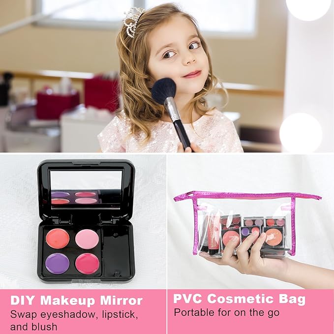 Anpro All-In-One Makeup Kit for Girls 10-12 with Case, Pro Teen Makeup Set, Tween Makeup Kit for Teens Women, Full Starter Make Up Kit with Brushes, Lipstick, Eye Shadows Palette, Blushes, Glitter Gel