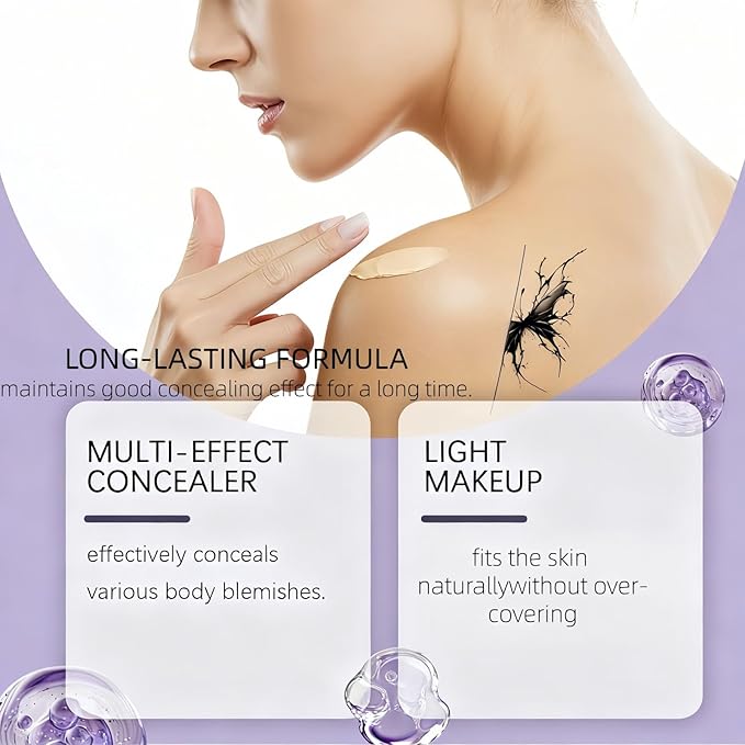 Body Concealer - Multi-Effect Full Coverage For Tattoos, Scars, And Varicosities, Light Makeup, Long-Lasting Formula, 100ML