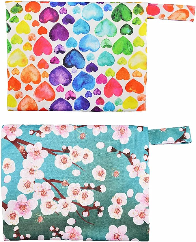 2 Pieces Reusable Mini wet bag for Mama Cloth Menstrual Pads/Breast Pads,7x5.5 Inch(2MN2)