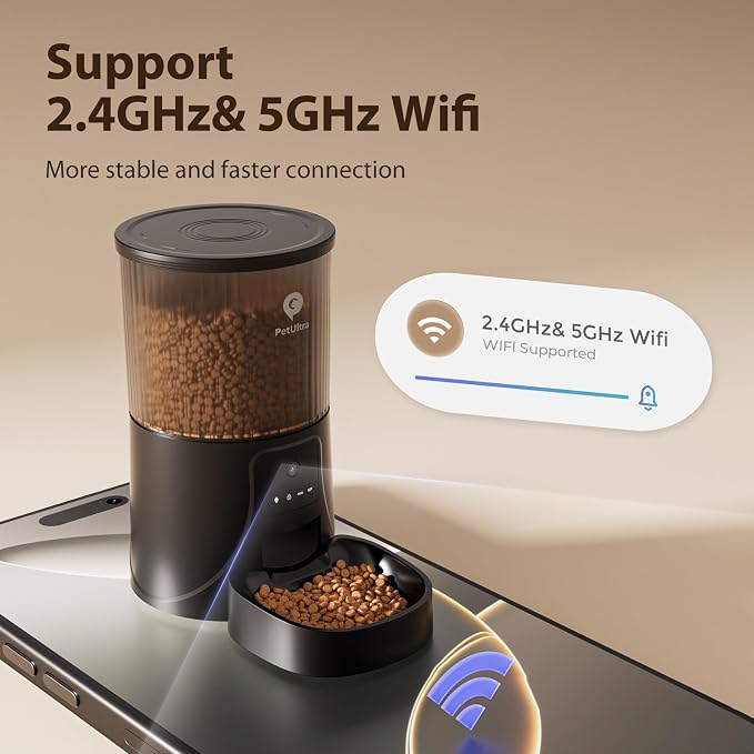 Automatic Cat Feeder with Camera, 5Ghz WiFi APP Control | Auto Pet Feeder for Cats and Small Dog Indoor- Easy to Set and Clean, Dual Power, 1-6 Meals/Day, Timed Precise Feeding