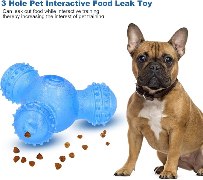Cyrank Rolling Dog Treat Dispenser Slow Feeder, Funny Giggle Dog Puzzle Toy Slow Feeder Treat Toys Interactive Food Dispensing Dog Toys(Blue)