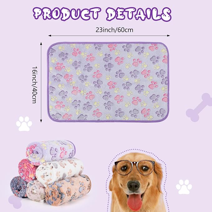 YUEPET Waterproof Dog Blankets, 6 Pack Washable Puppy Blankets 23 x 16 in | Purple/Blue/Beige/White/Pink/Coffee, Reversible Fleece, Heat-Reflective Mylar, Bed Sofa Car Use, Small/Medium Dogs and Cats