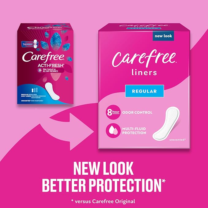 Carefree Panty Liners, 120ct, Pack of 2 | Regular | Unwrapped | Unscented