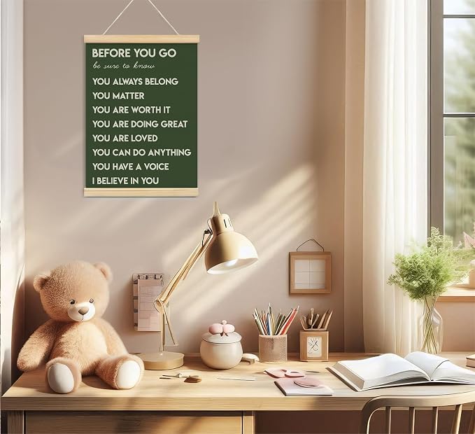foedor Dark Green Health Positive Office Bedroom Classroom Wall Art Decor | Inspirational Therapist Signs Wall Art Decor For Kids Teen Girls Room Playroom Wall Decor Wood Posters Framed, 12x16 Inch