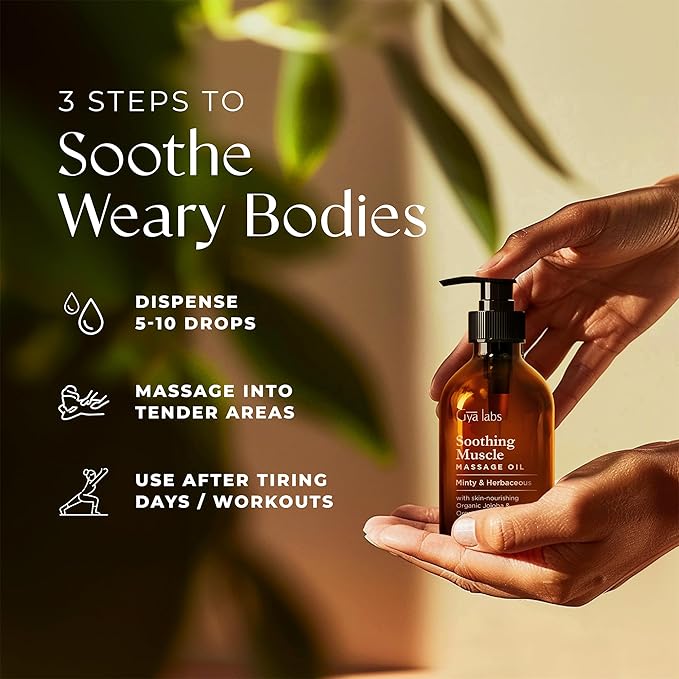 Gya Labs Soothing Massage Oil - 6.76 Fl Oz - Non-Greasy Formula for Sore Muscles, Deep Relaxation & All Skin Types - Suitable for Men & Women