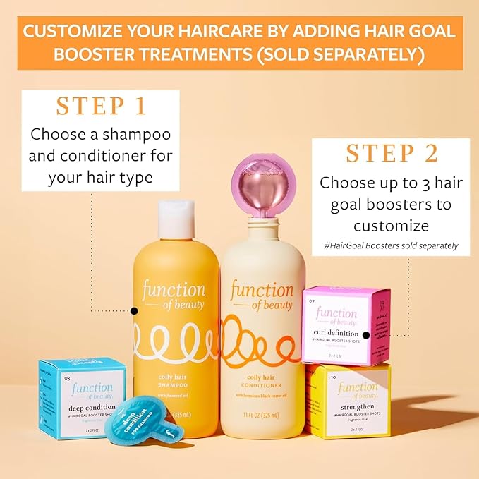 Function of Beauty Coily Hair Conditioner - Sulfate-Free Conditioner for Bouncy Coils - Anti-Frizz, Curl Defining & Deep Moisture with Jamaican Black Castor Oil - Dry & Dull Hair Care Products
