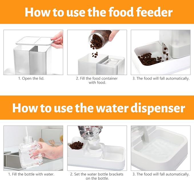 Yummy Sam Automatic Small Pet Feeder and Water Dispenser, White