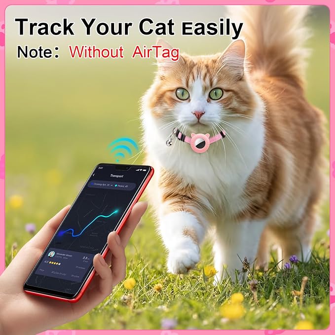 2 Pack Airtag Cat Collar with Bell Breakaway Safety Adjustable
