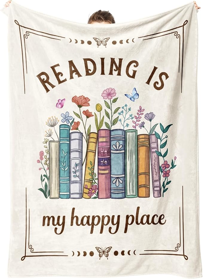 Book Lovers Gifts, Reading Blanket Gifts for Book Lovers | Unique Bookish Presents for Reader Bookworm on Birthday Christmas Soft Flannel Throw Blanket 80"x60"