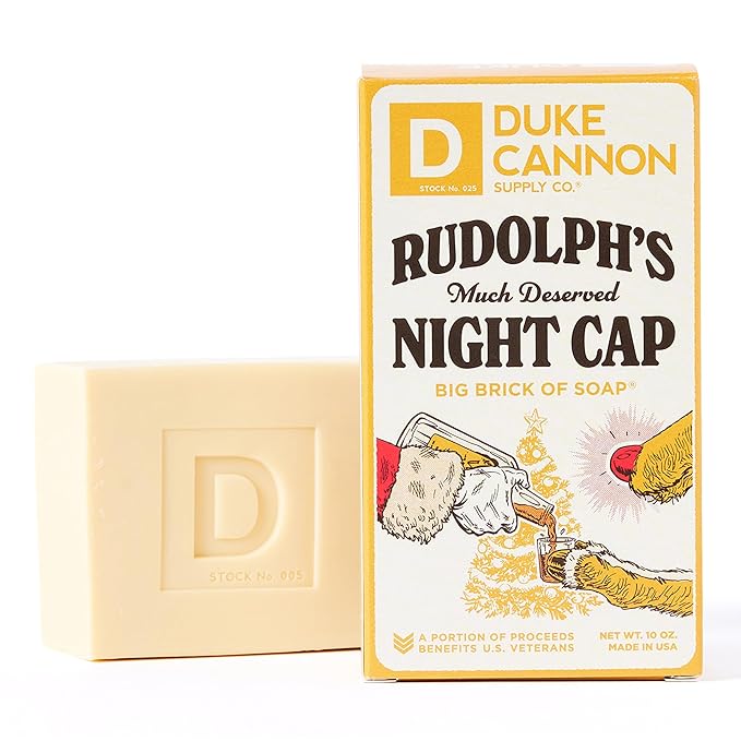 Duke Cannon Supply Co. Big Brick of Soap Bar for Men Holiday Edition - Rudolph's Much Deserved Night Cap (Cinnamon and Antique Wood Scent), 10 oz. (3 Pack)
