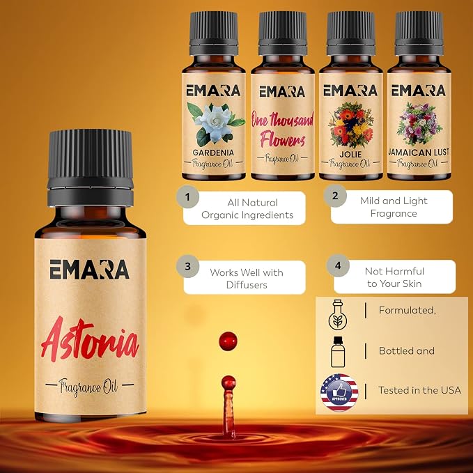 EMARA All Natural Floral Gardenia Essential Oil for Diffusers, Skin Care, Aromatherapy Fragrance Oil, Organic Therapeutic Grade 15 mL (1/2 fl oz)