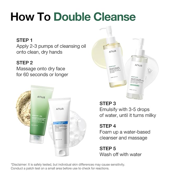 ANUA Acne Care Duo, Ultra-Thin Spot Cover Patch, Heartleaf Pore Control Cleansing Oil, Hydrocolloid Pimple Patch & Makeup Removing Oil Cleanser for Sensitive, Acne-Prone Skin