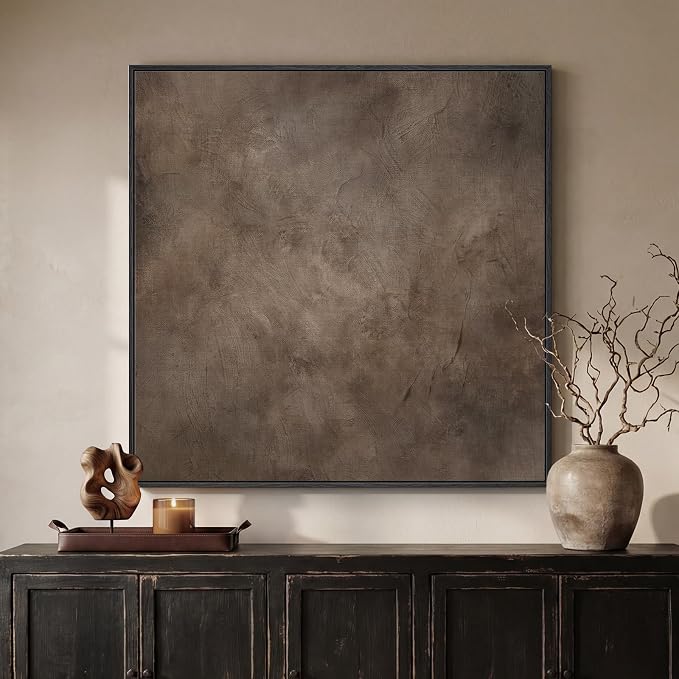Framed Neutral Brown Abstract Canvas Wall Art for Living Room, 30x30 In | Brown, Canvas prints, Abstract pictures, Modern Minimalist artwork, Square paintings, Bedroom, Dining room wall decor