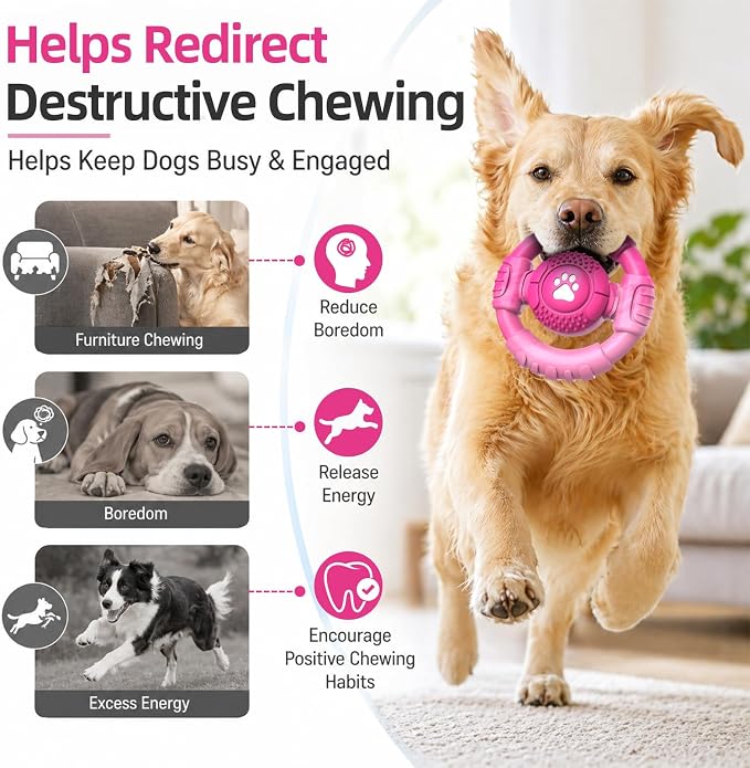 Pamlulu Tough Dog Toys for Aggressive Chewers, Indestructible Dog Toy for Large Dogs, Nylon Chew Toys for Medium Large Breed, Interactive Dog Toys to Keep Them Busy, Dog Birthday