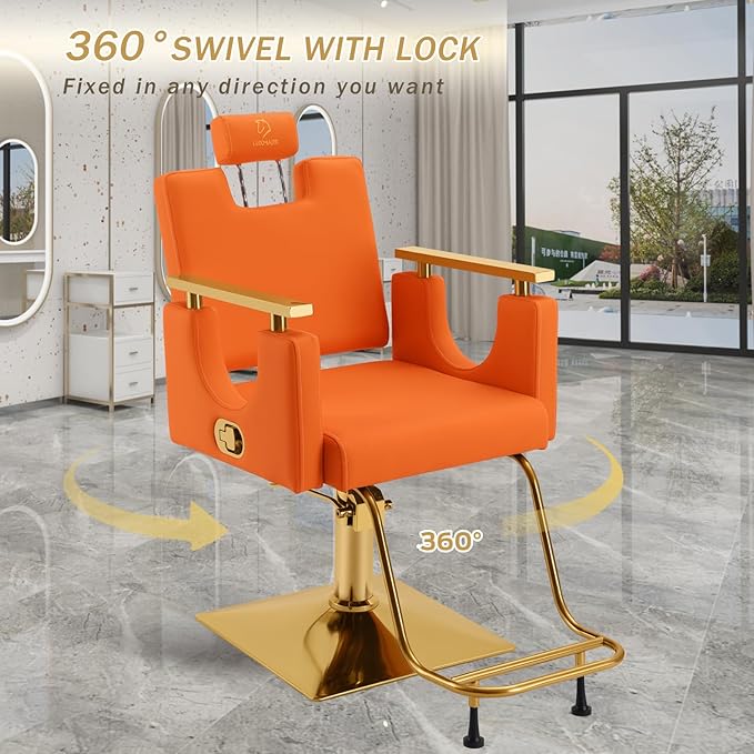 Heavy Duty Barber Chair, 360° Swivel Reclining Salon Chair for Hair Stylist, Height Adjustable Hydraulic Hairdressing Chair with Footrest for Barber Shop, Beauty Salon, Hairdressers