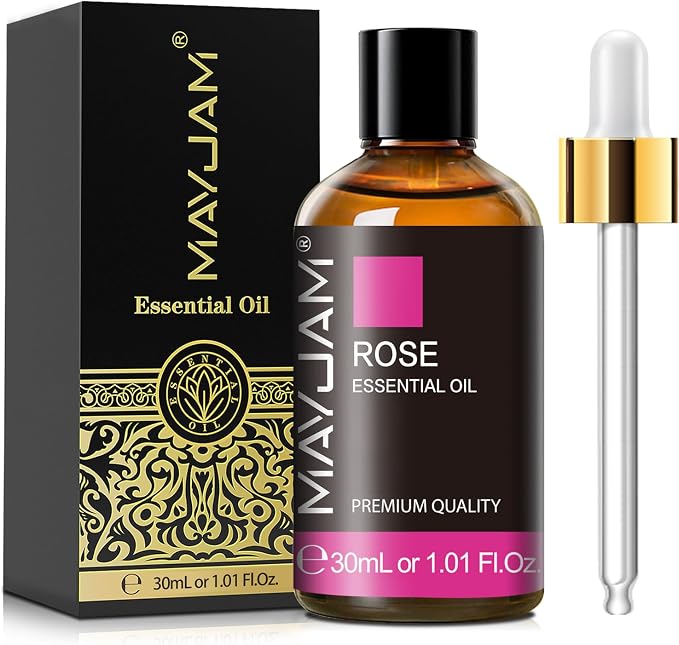MAYJAM Rose Essential Oil for Diffuser Soap Candle Making, 1.01fl.oz | Long Lasting Scents, Rose Essential Oil for Skin, Floral Essential Oils for Home Yoga Use