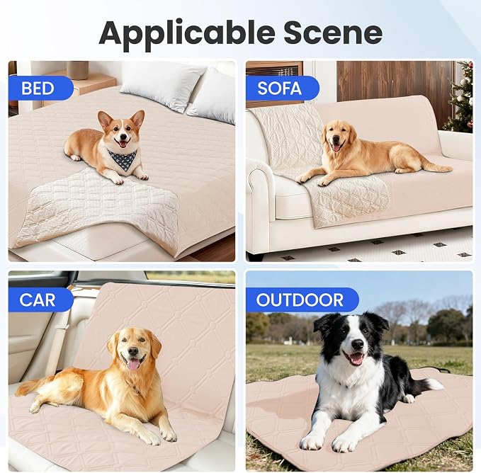 Waterproof Couch Covers for Pets, Waterproof Dog Bed Cover, Anti-Slip Soft Dog Blankets, Couch Cover for Dogs Washable, Pet Blanket for Puppy Large Dogs Cat (82x102 Inch, Beige)