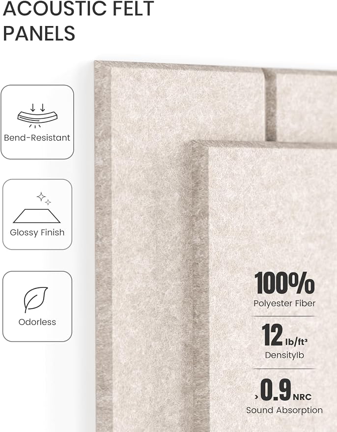 Fluxynara 48" x 36" Large Felt Bulletin Board, Oatmeal | 12 Pack Cork Board Alternative with 60 Safe Adhesive Tabs, Pin Boards for Wall Decor, Home, Office, Classroom,Dorm