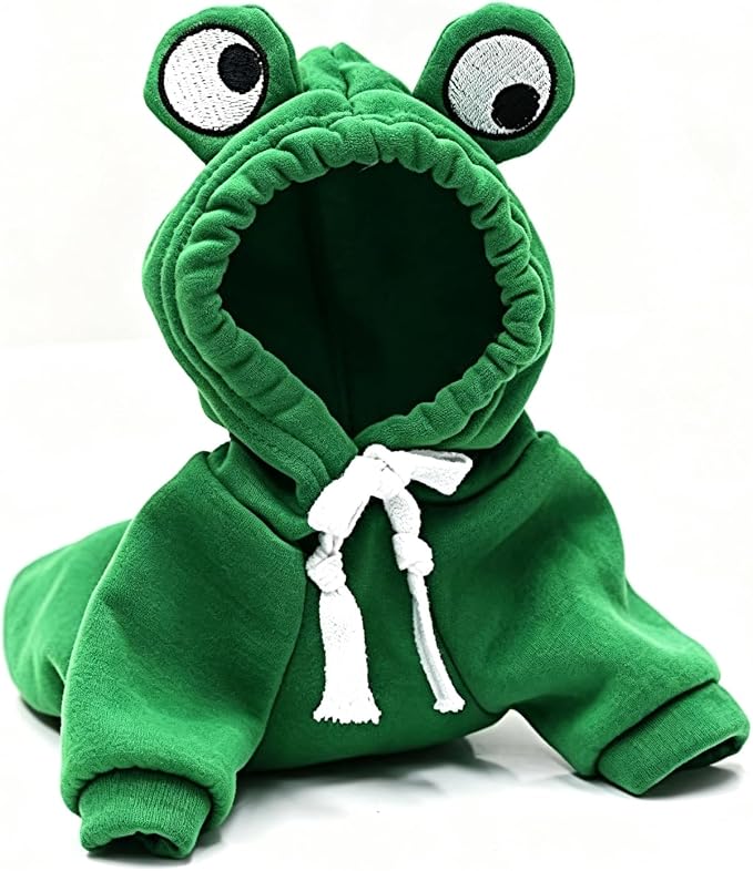 Warm Dog Winter Clothes Cute Dog Coat Hoodie, Green, XL | Fleece Pet Dog Frog-shaped Costume Jacket for French Bulldog Chihuahua Pug Boston Terrier Dachshund Greyhound Ropa Para Perro