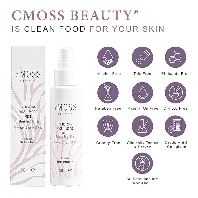 Anti-Aging Glass Skin Face Mist – Instant Lift, Glow & Tighten | Sea Moss + Hyaluronic Acid Caffeine & Amethyst – Mood Boost, Oil-Free All Skin Types
