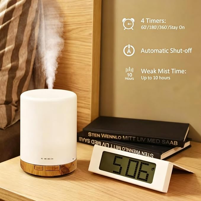 Aromatherapy Diffuser, Remote Control Essential Oil Diffuser 300ML, with 7 Color LED Light, Auto Off Timer Quiet for Bedroom Living Room Kitchen Home Gift