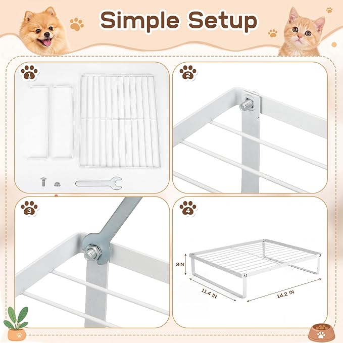 Elevated Cat Feeder Stand, 3 Inch Low Bowl Stand, 2 Pcs | Raises Pet Feeder for Small Breed & Kitten, Carbon Steel Cat Food Table for Most Bowls Automatic Feeders, 14.2 x 11.4 x 3 in