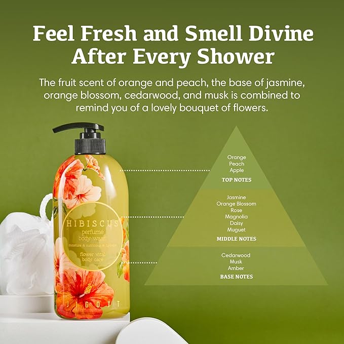 Jigott - Hibiscus Perfume Body Wash 25.3 FL OZ/ 750ml, K-beauty Daily Body Cleanser